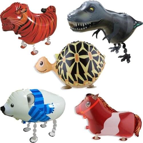 1pc Walking Animal Helium Balloons Cute Cat Dog Panda Dinosaur Tiger Pet Air Ballons Birthday Party Decorations Kids and Adult