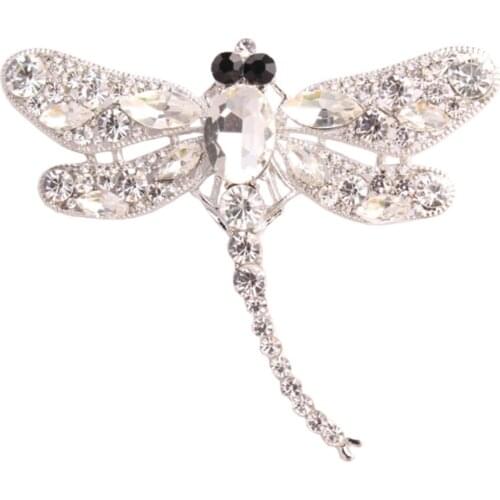 1 Piece Crystal Vintage Dragonfly Brooches for Women Large Insect Brooch Pin Fashion Dress Coat Accessories Cute Jewelry