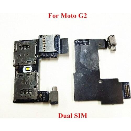 10pcs/Lot Dual/Single SIM Card SD Memory Holder Slot Tray Reader Flex Cable with Vibra For Motorola Moto G2 XT1068 XT1069