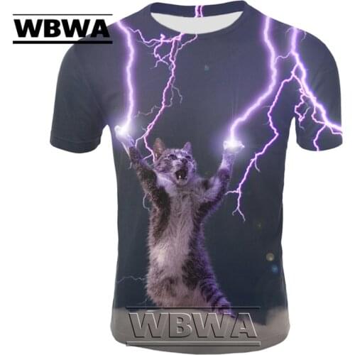 2020 new Galaxy space unisex 3D T-shirt Lightning cat funny shirt T-shirt short sleeve summer shirt