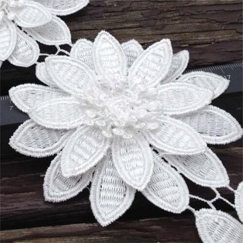 3D White Flower Lace for Hairpin,DIY Decorative Embroidery Patchwork Clothes Applique Accessories