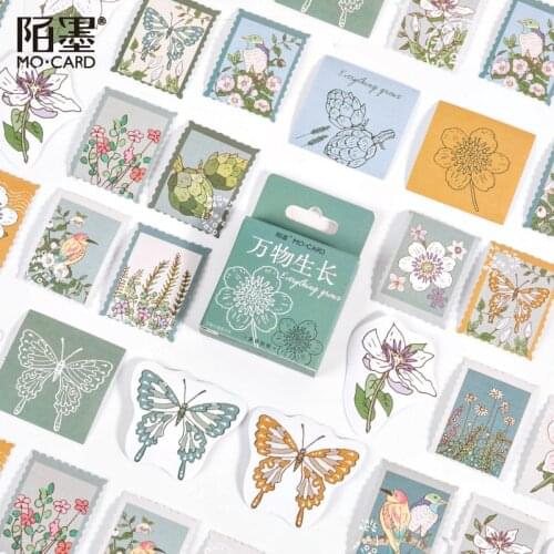46Pcs/box All Plant Growth Series Creative Cute Mint Diary Journal Decoration Stationery Flakes Scrapbooking DIY Stickers