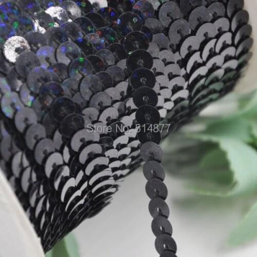 5Y Black Beautiful Sequins Ribbon Trim Craft Sewing Trimming New