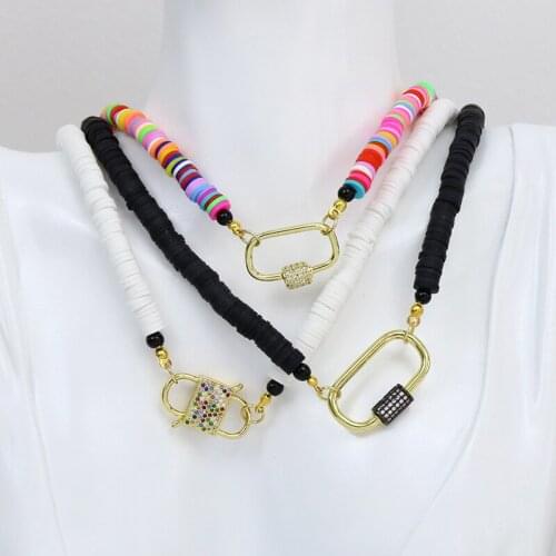 5 Pcs Clasp Pendant Polymer Clay Soft Beaded Strand Necklace beaded necklace Elegant Jewelry Necklace 90039