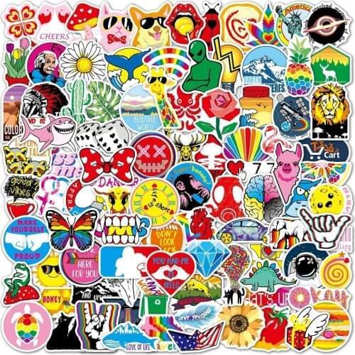 50/100PCS Colorful Rainbow Vsco Stickers Water Bottle Vinyl Decals for DIY Laptop Phone Aesthetic Teen Girls Graffiti Sticker