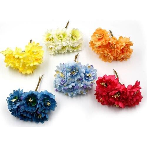 6pcs/lot artificial flower 4.5cm stamen chrysanthemum for wedding decoration DIY scrapbooking craft accessories flower