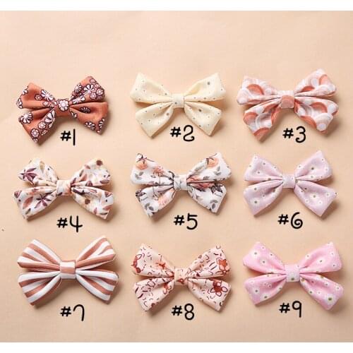 30 Pcs/Lot, 8 cm Newborn Baby Girls Floral Prints Hair Bows Headband Nylon Headbands Cotton Bows Hairpins For Hair Accessories