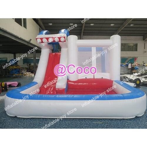 Free air shipping,Commercial grade inflatable bouncer combo,6*4m Inflatable shark water slide jumping house combo for kids