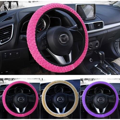 Car Steering Wheel Cover Pearl Velvet Winter Car-styling Universal Soft Warm Plush Covers Auto Decoration 4 Colors