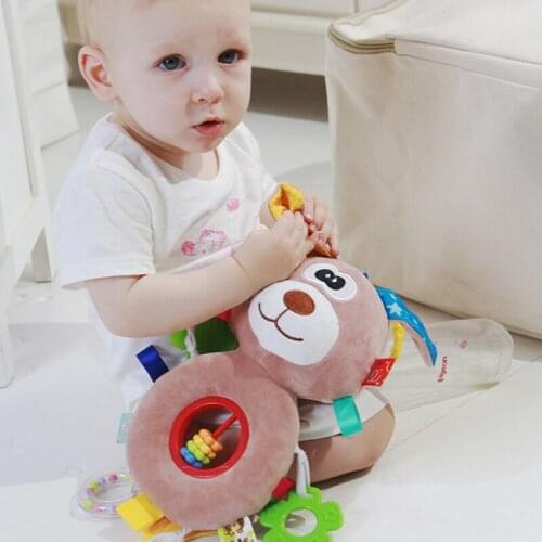 Infant Baby Toys Baby Stroller Crib Hanging Baby Kids Rattle Toys Cartoon Animal Plush Hand Bell Rattles