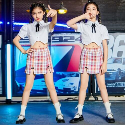 ChildrenS Day Performance Costume Girls Jazz Dance Clothing Short Tops Skirt Kids Hip-Hop Street Dance Suit Rave Outfit DWY5703