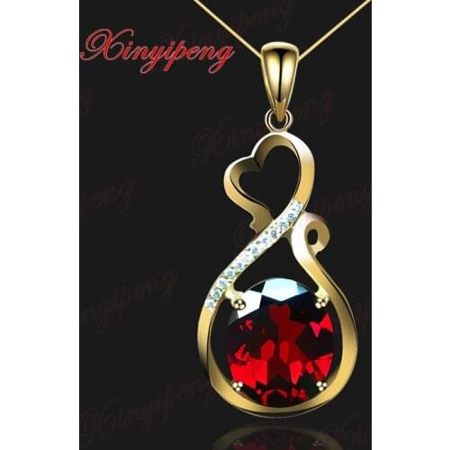 18 k gold inlaid natural garnet pendants