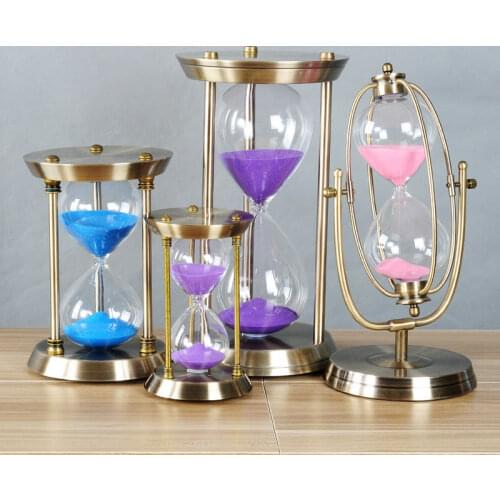 HQ CS01 Metal Swivel/Fixed Colorful Sand Glass Pink Blue Purple Sand Timer Clock Hourglass Study Bedroom Office Desk Decoration