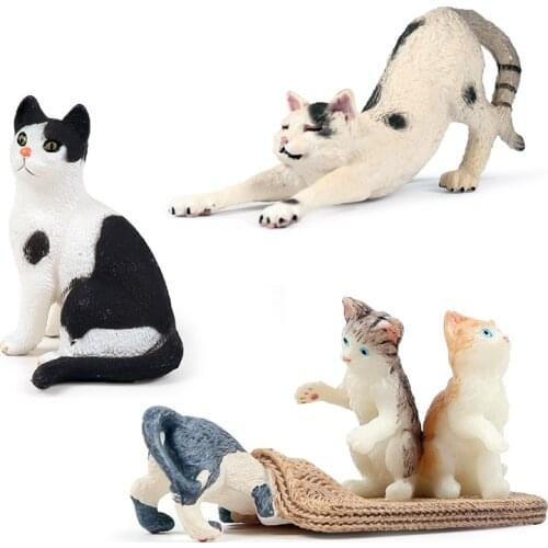 3 pcs/set Cat Animal Figure Collectible Toys Cute Animal Cognition Action Figures Kids Plastic Model Toys