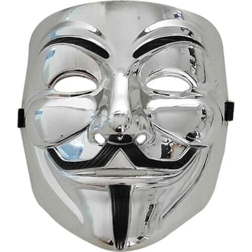Halloween Masquerade Costume Cosplay V for Vendetta Anonymous Mask Guy Fawkes Golden Silver for Adults Joker Mask Sequin Mask