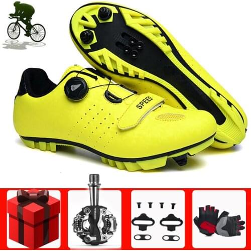 Self-locking Cycling Shoes Sapatilha Ciclismo Mtb Men Sneakers Women Bicycle PU Upper Breathable Mountain Bike Sports Shoes