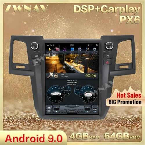 Tesla style vertical screen Android 9.0 Car Radio stereo For Toyota Fortuner Hilux 2007-2015 car GPS multimedia player head unit