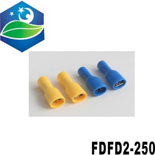 Manfacture Brass 1000 PCS FDFD2-250 cold-pressure terminal Fully insulated female connector Electrical Crimp Terminal