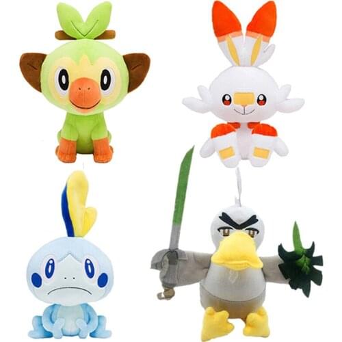 Pokemon Anime Figure Cute Plush Toys Doll Scorbunny Sobble Grookey Sirfetch'd Yamper Rillaboom Zacian Zamazenta Gifts for Kids