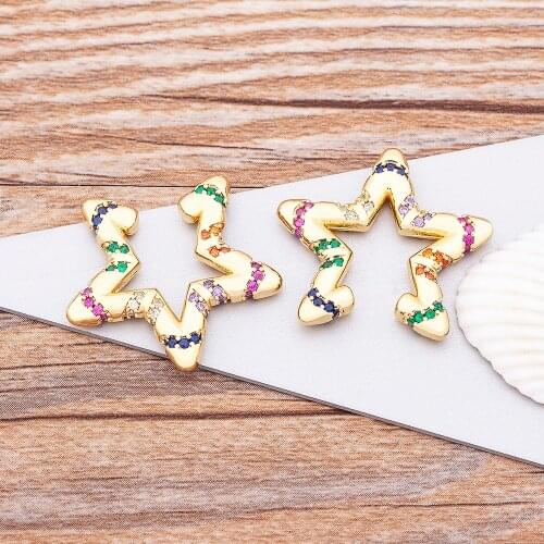 Fashion Star Copper Ear Cuffs Clip Earrings For Women Charm Zircon Clip On Earrings Without Piercing Earrings Crystal Jewelry