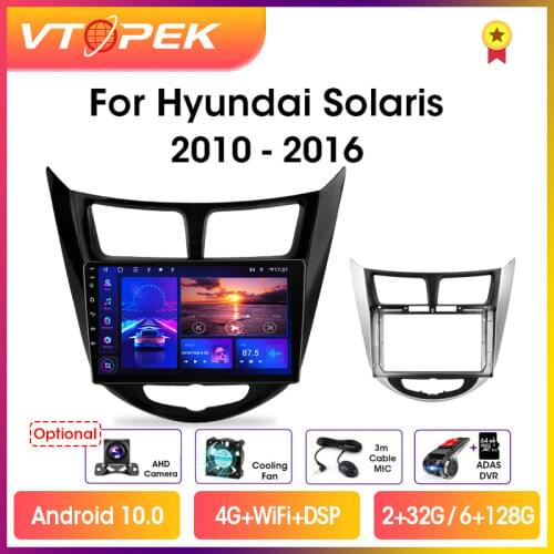 Vtopek 9" 2din Android 9.0 Car Radio Multimidia Video Player DSP IPS Car Stereo For Hyundai Solaris 1 2010-2016 Navigation GPS