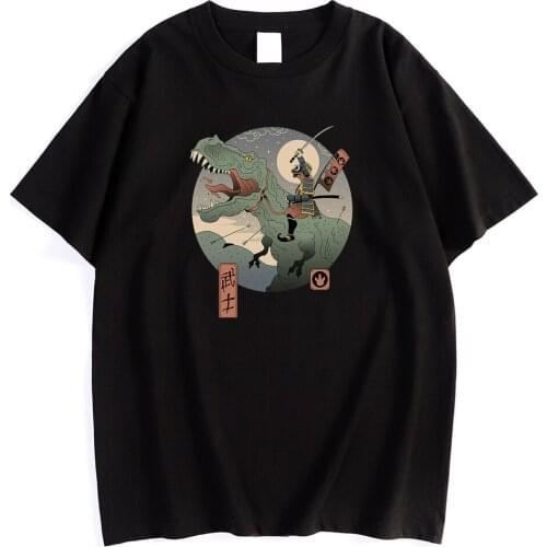 Jurassic Samurai Crocodile Warrior Print Mens Tshirts Street Slim T-Shirts Cool Soft T-Shirt Creativity High Quality Men Top