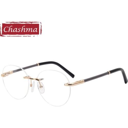 Chashma Rimless Pure Titanium Frame Round Eyewear Men Quality Prescription Optical Glasses Spectacles Anti Blue Ray Lenses