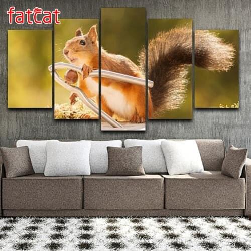 FATCAT Squirrel Animals 5 Piece Diy Diamond Painting Full Square Round Drill Diamond Embroidery Sale Home Decor Gift AE1247