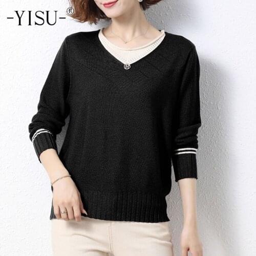 YISU 2021 New Woman Pullover O-Neck Solid color Coat Long sleeve Sweater Spring TopS Loose Thin Femalet Knitted Hedging