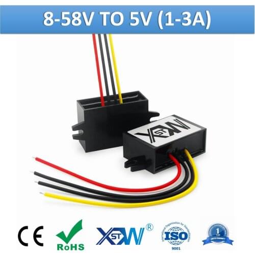 XWST DC to DC 12v 24v 36v 48v 8-58V to 5V Platic Step Down Module 5v Buck Voltage Converter 1A 2A 3A Switched Power Supply