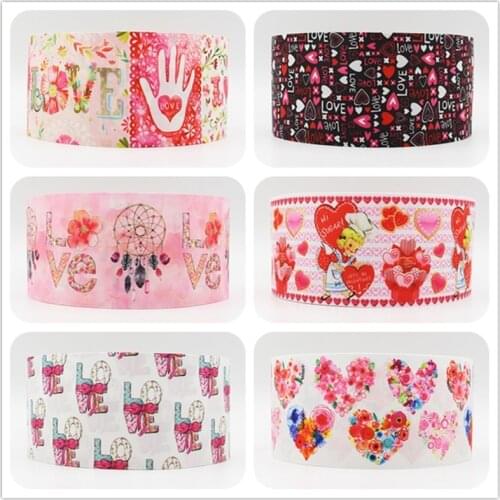 Q&N ribbon 16mm 22mm 25mm 38mm 50mm 75mm love printed grosgrain ribbon webbing 50yards/roll for hair tie free shipping