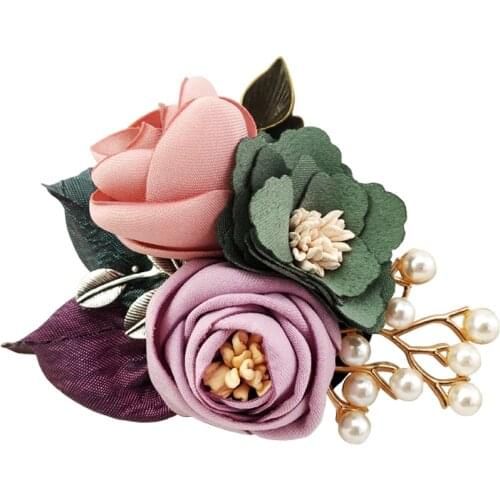Luxury Cloth Art Flower Brooch Pearl Lapel Pins Female Wedding Beautiful Jewelry Accessories For Women Clothing Decoration Gift
