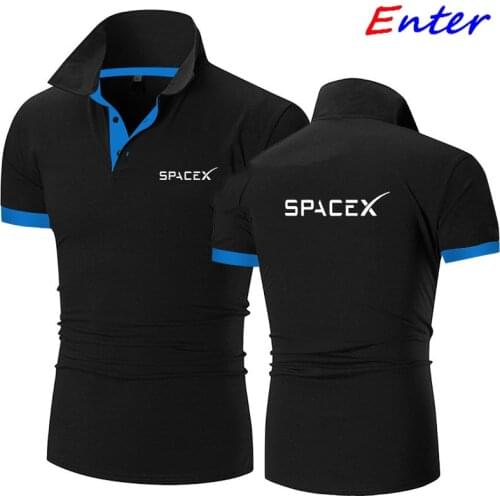 Polo Shirt Mens Summer Stretch Car SPACEX LOGO Mens Short-Sleeved Polo Suit High-End Mens T-Shirt High-Quality Polo Shirt