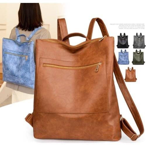 Women PU Leather School Backpack Multipurpose Anti-theft Fashion Casual Daypack Teenager Student Travel Shoulder Bag Rucksack