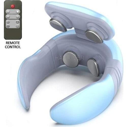 Rechargeable Smart 4D Pulse Heated Neck Massager relieve neck pain Electric Neck Massage Equipment with 3 Mode and 15 speeds