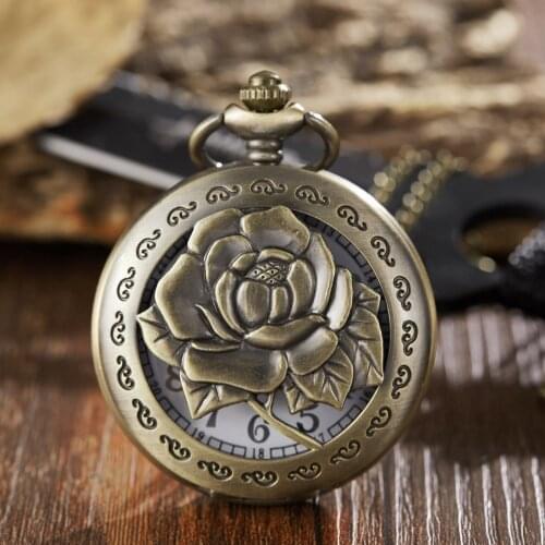 Vintage Style Bronze Follower Craved Quartz Pocket Watch Retro Men Women FOB Clock With Pendent Necklace Ladies Hours Best Gift