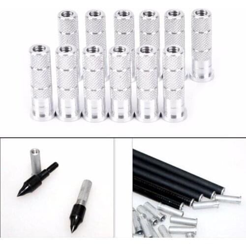 12PCS Silver Aluminum Archery Insert Base Replace for Arrow Shaft and hunting 7.6x 6.2mm