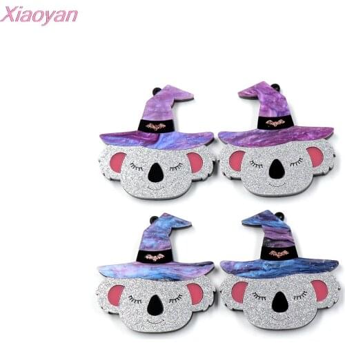 1pair ) Halloween Koala For Earrings Holiday Statement Laser Cutout Acrylic Jewelry Making Accessories