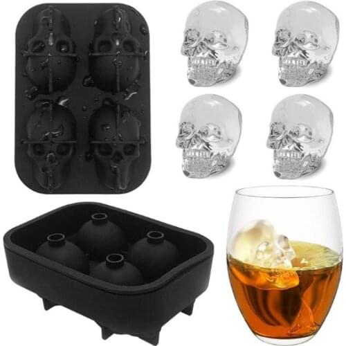 Ice Cube Maker Skull Shape Chocolate Mould Tray Ice Cream DIY Tool Whiskey Wine Cocktail Ice Cube 3D Silicone Mold