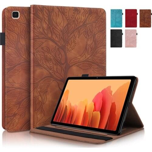 3D Tree Embossed Tablet Case For Samsung Galaxy Tab A7 2020 SM-T500 SM-T505 SM-T507 10.4" Wallet Stand Cover
