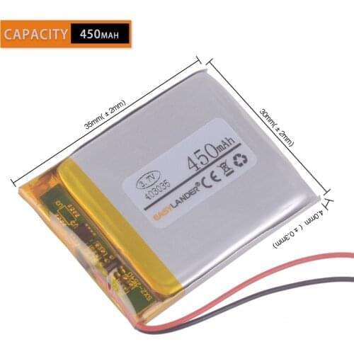 403035 3.7V 450mAh small rechargeable batteries For MP3 player mp4 speaker DVR GPS recorder navigation 043035 402934