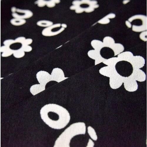 50*145cm Black Bottom Fashion Flower Corduroy Fabric Dress Shirt Pants Childrens Clothing Womens Clothing Handmade DIY Fabric