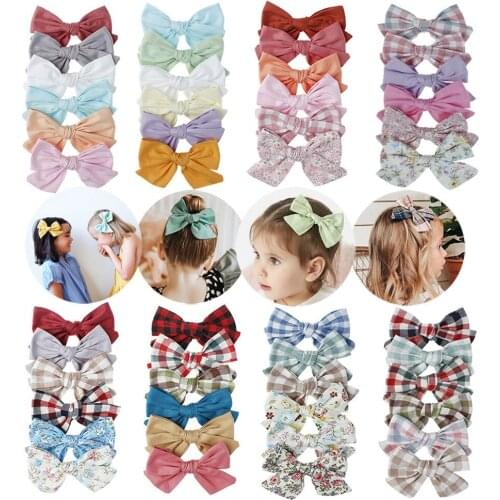 6pcs/Set Lovely Hair Clips For Baby Girls Spring Hair Accessories Cotton Kids Infant Hair Bows Hairpin Princess Barrette Child