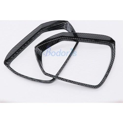 Carbon Fiber Color Rear Rearview Mirror Rain Shade Cover Trim Glass Sun Visor Shield Frame For Hyundai Elantra CN7 2020 2021