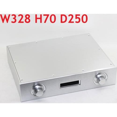 Size D250 W328 H70 Balanced Output Luxury Rear AMP Case AK4497 Aluminum Silver Knob Power Amplifier Chassis