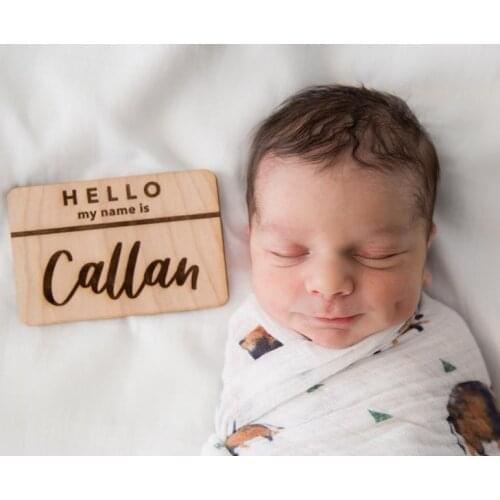 Hello my name is wooden cutout - birth announcement - newborn name tag - hospital pictures - baby name announcement - photo p