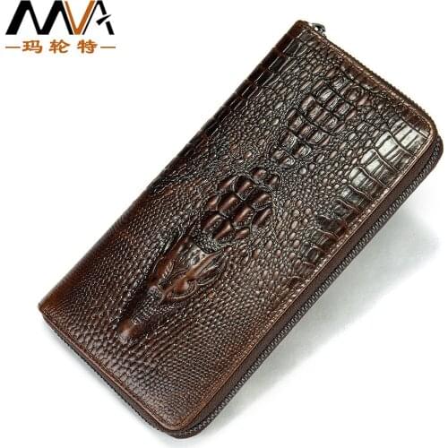 European and American Fashion Leather Wallet Mens Crocodile Embossed Leather Wallet Wallet Business Long Wallet
