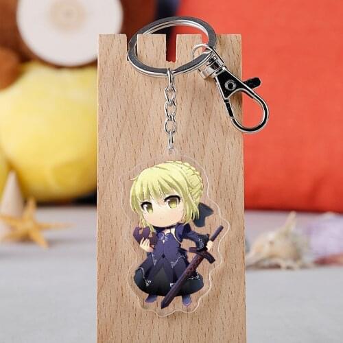 FGO Key Chians Chibi Fate Grand Order Cartoon Keyrings Double Sided Cute Anime Acrylic Keychain Accessories