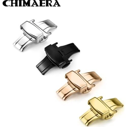 CHIMAERA 316L Stainless Steel Watch Clasp10 12mm 14mm 16mm 18mm 20mm 22mm Double Push Butterfly Deployment Buckle for Watchband