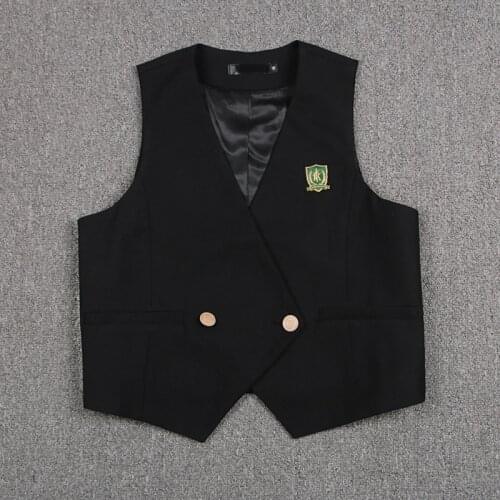 Korea School Uniforms Suit Coat Black JK Uniform Japanese Waistcoat College English Ms Campus Wind Vest School Dress Coat